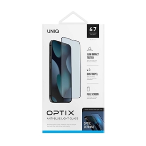 گلس آنتی بلوری یونیک برای گوشی آیفون 14 پلاس مدل UNIQ OPTIX VISION CARE iPhone 14 Plus