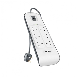 چندراهی برق بلکین 6 پورت به همراه 2 پورت USB مدل Usb Surge Protection BSV604AR2M Belkin Usb Surge Protection BSV604AR2M