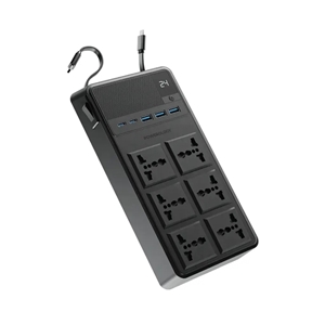 چندراهی برق 2500 وات به همراه کابل جمع شونده پاورولوژی Powerology 6AC Power Strip PWCUQC030