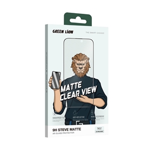 گلس تمام صفحه تمام چسب آیفون گرین لاین Apple iPhone 16 Pro Max Green Lion 9H Steve Matte