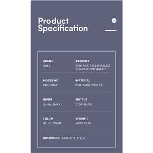 شارژر اپل واچ راک ROCK W26 Portable Wireless Charger RWC-0466