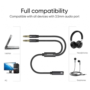 مبدل 2 به 1 AUX جوی روم Joyroom Headphone cable SY-A05