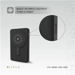 پاوربانک وایرلس 10000 لولو Levelo Marbella MagSafe Leather Power Bank LVLMRBL10KORG