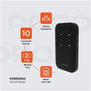 مودم جیبی پرودو Porodo Pocket Router 4G LTE/Wifi 6 PD-LFST132