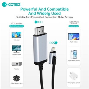 کابل HDMI به لایتنینگ کوتتسی Coteetci 33024 طول 1.8 متر